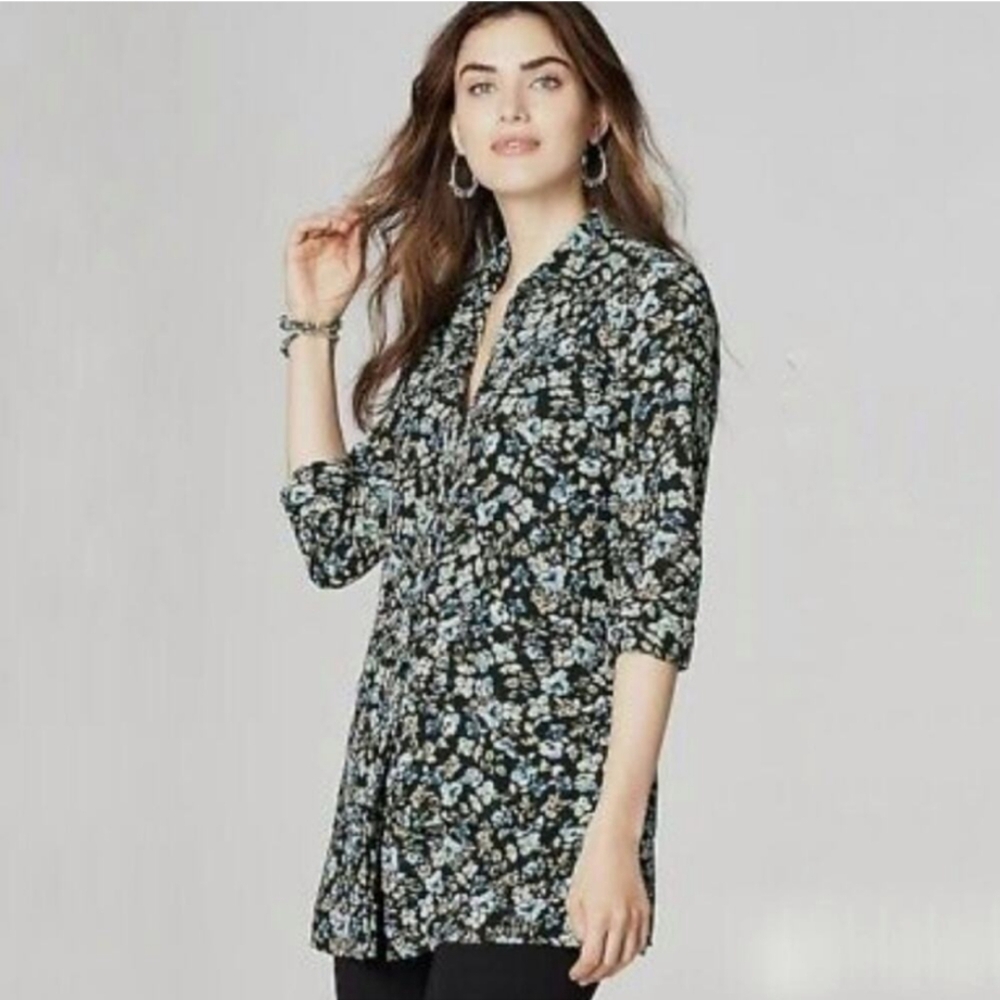 J. Jill Black and Blue Floral Blouse